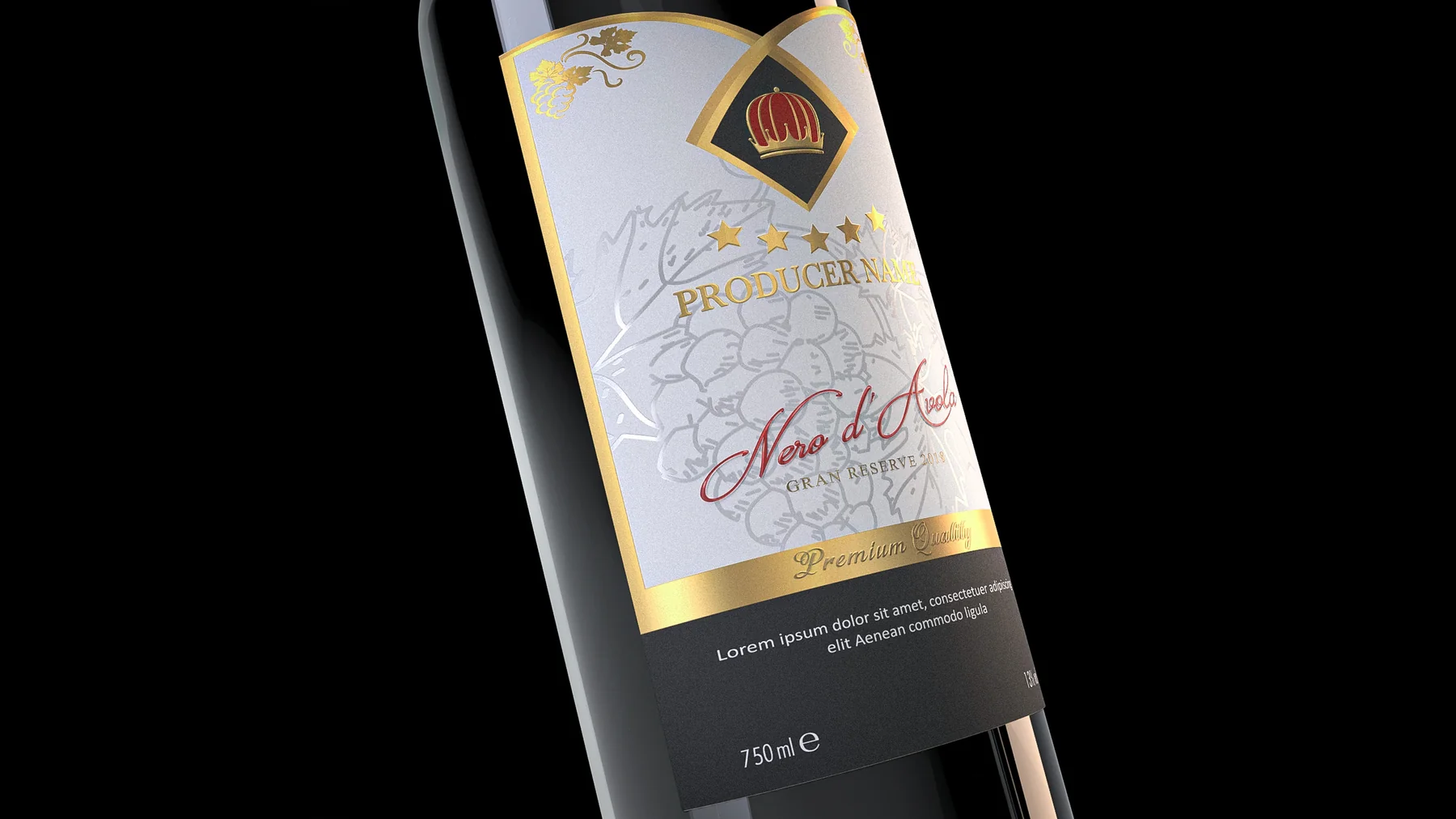 Bottle render closeup